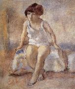 Jules Pascin The maiden wear the white underwear from French Spain oil painting artist